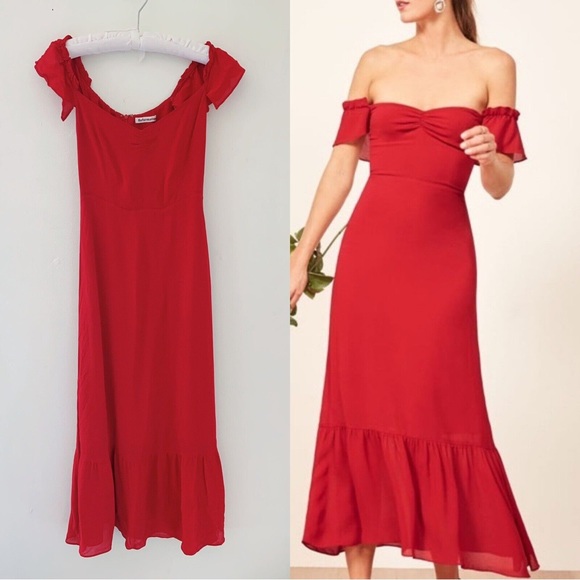 Reformation Dresses Reformation Butterfly Dress In Cherry Red